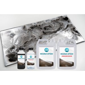 Kit Porcelanato Líquido Cinza Prata / Preto Jato AG por M² Resinas ag