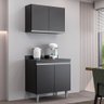 Kit Cozinha Balcão e Armário 80cm C/ Tampo Preto - Belliv Decor - 2
