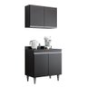 Kit Cozinha Balcão e Armário 80cm C/ Tampo Preto - Belliv Decor - 1