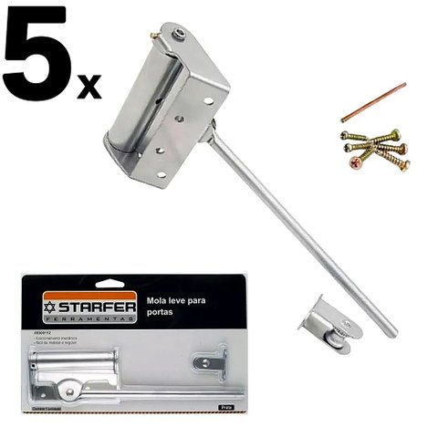 Kit 5 Mola Leve para Porta Fechamento Automatico Prata - Starfer