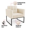 Ver imagem 6 de Poltrona Elisa Corino Bege Base Metálica Industrial Preto - D'Rossi