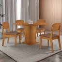 Ver imagem 1 de Mesa de Jantar Loren 90cm Tampo Mdf Canto Reto e 4 Cadeiras Copper Moderna Mobília
