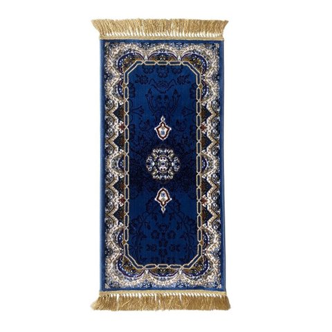 Tapete Persa Royal Azul 50x85cm Fio Acetinado - Decoração para Quarto e Sala