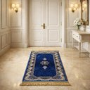 Ver imagem 2 de Tapete Persa Royal Azul 50x85cm Fio Acetinado - Decoração para Quarto e Sala