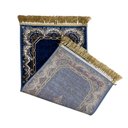 Ver imagem 3 de Tapete Persa Royal Azul 50x85cm Fio Acetinado - Decoração para Quarto e Sala