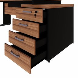 Mesa Diretor Escritório 150cm a 172cm 4 Gavetas Pé Metal F5 - 6 Mesa Diretor Escritório 150cm a 172cm 4 Gavetas Pé Metal F5 - 6