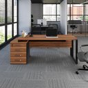 Ver imagem 1 de Mesa Diretor Escritório 150cm a 172cm 4 Gavetas Pé Metal F5