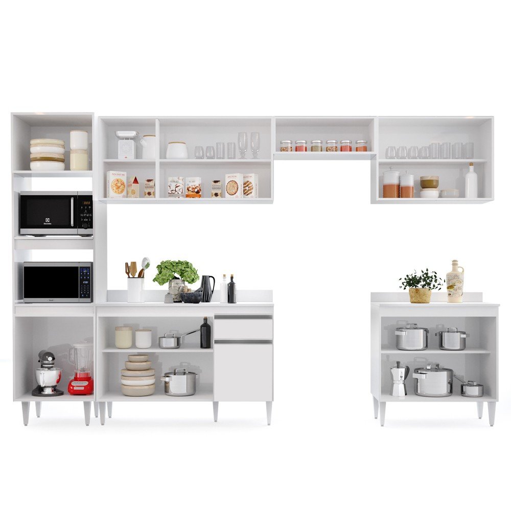 Cozinha Modulada 6 Módulos Composição 8 Branco - Lumil Móveis - 3