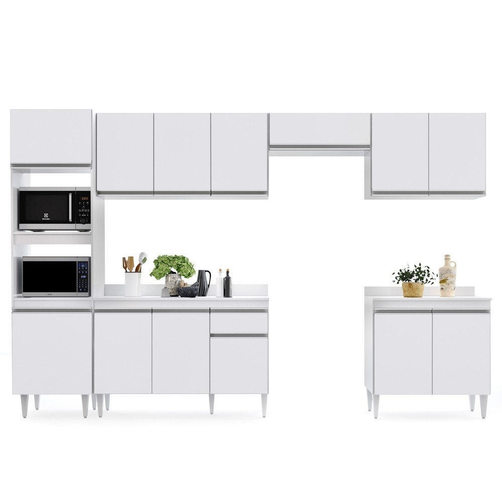 Cozinha Modulada 6 Módulos Composição 8 Branco - Lumil Móveis - 1