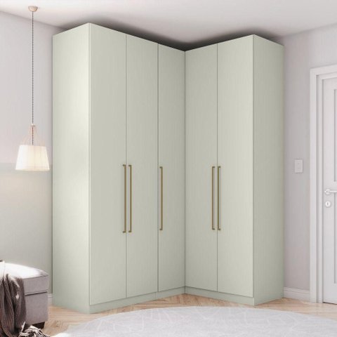 Guarda Roupa de Canto Bellagio 5 Portas de Bater 3 Gavetas MDP Areia HP Casa 812 173cm