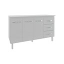 Ver imagem 1 de Armário Cozinha Gabinete de Pia 160 Cm Estela Branco e Tampo Tampão 160 Cm Mobília Decor Branco