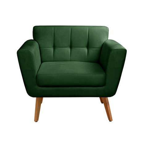 Poltrona Decorativa Bruna Cadeira Living Moderna Recepção Escritório - Veludo Verde