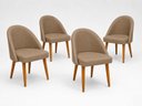 Ver imagem 2 de Kit 4 Cadeiras Lua Estofada Moderna Sala de Jantar Suede Cappuccino