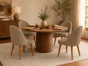 Ver imagem 1 de Kit 4 Cadeiras Lua Estofada Moderna Sala de Jantar Suede Cappuccino