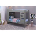 Ver imagem 2 de Beliche Triliche de Solteiro 100% MDF Com Cama Auxiliar e Estrados Reforçados Cinza - Floripa - J&A