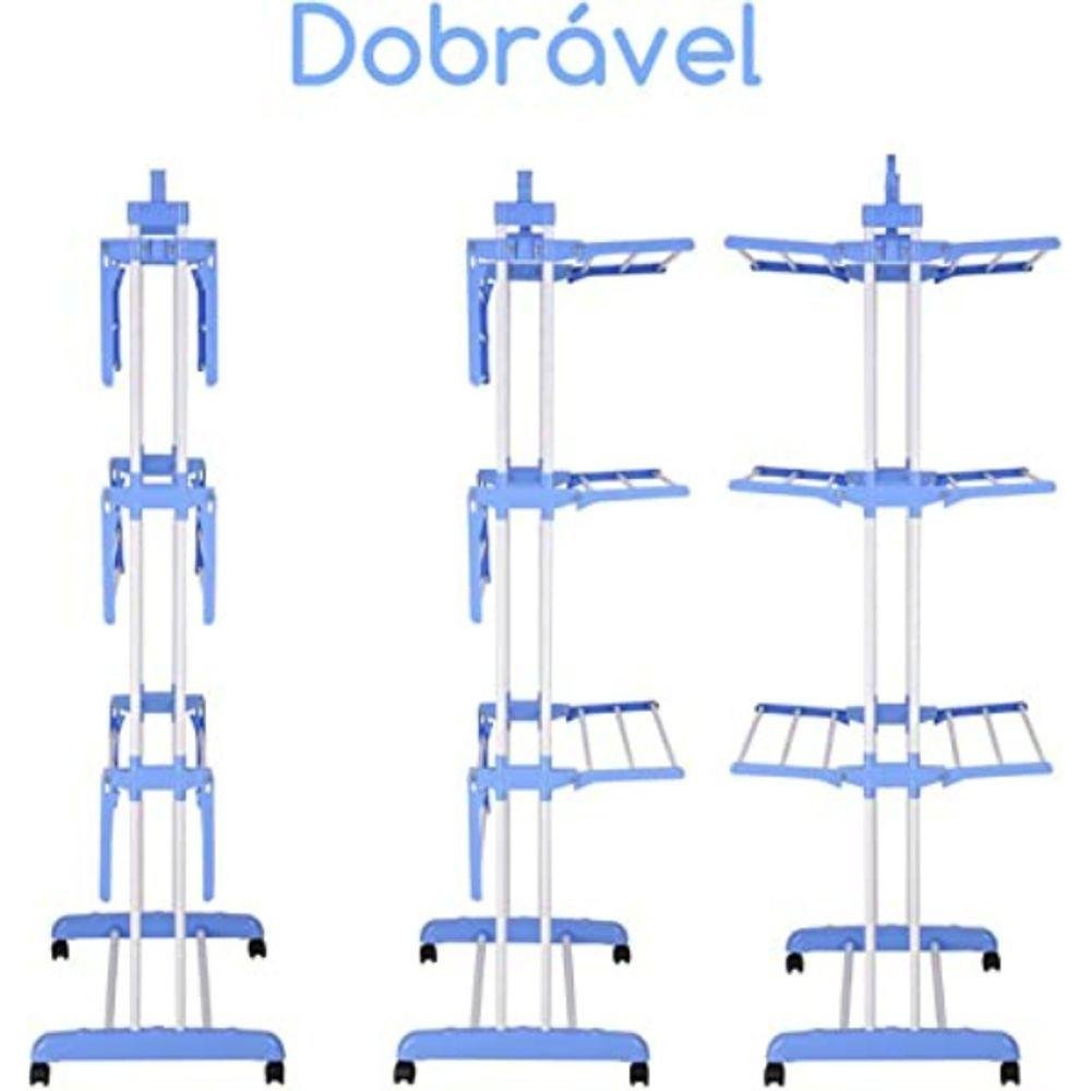 Varal Torre 3 Andares Inox Retrátil Compacto - 5
