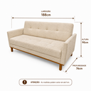 Ver imagem 6 de Sofá Cama 188cm Mari Linho Base Madeira Molas Bonnel - Bege
