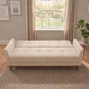 Ver imagem 3 de Sofá Cama 188cm Mari Linho Base Madeira Molas Bonnel - Bege