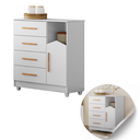 Ver imagem 1 de Cômoda Infantil Mdf Branca Moderna 1 Porta 4 Gavetas Top:branco