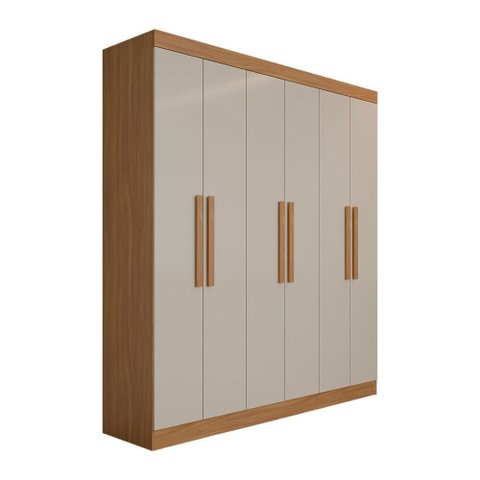 Guarda-Roupa Casal Albuquerque 6 Portas 2 Gavetas 100% MDF Cinamomo/Off White - Panorama Móveis