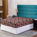 Ver imagem 1 de Lençol Casal com Elástico Prático Malha Estampada 1 Peça:21 Floral Vermelho