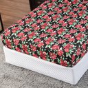 Ver imagem 2 de Lençol Casal com Elástico Prático Malha Estampada 1 Peça:21 Floral Vermelho