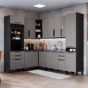 Ver imagem 1 de Cozinha Modulada Completa de Canto 8 Peças 469cm sem Tampo Mônaco Cinza Chumbo/Titânio