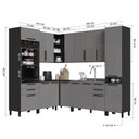 Ver imagem 4 de Cozinha Modulada Completa de Canto 8 Peças 469cm sem Tampo Mônaco Cinza Chumbo/Titânio
