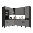 Ver imagem 3 de Cozinha Modulada Completa de Canto 8 Peças 469cm sem Tampo Mônaco Cinza Chumbo/Titânio
