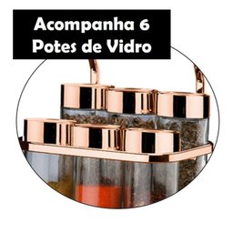 Suporte Porta Condimentos e Temperos 6 Galhetas Cobre para Barra - 2808rg - Future - 3