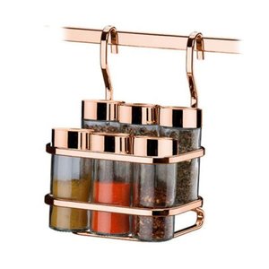 Suporte Porta Condimentos e Temperos 6 Galhetas Cobre para Barra - 2808rg - Future
