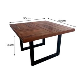 Mesa Industrial Detroit Quadrada Teca 90cm - 4