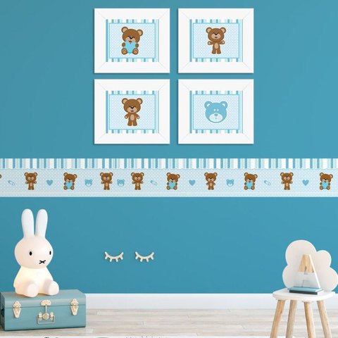 Quadro Infantil Ursinho Azul