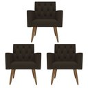 Ver imagem 1 de Kit 3 Poltronas Capitonê Sala Recepção Poltronas Decorativas Marrom