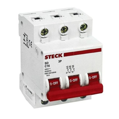 Disjuntor Tripolar Din 40A Curva C Steck