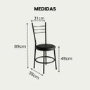 Ver imagem 3 de Kit 2 Cadeiras em Ferro Estofada Resistente Aconchegante Cozinha Oferta Estrutura Preta Liz:Preto