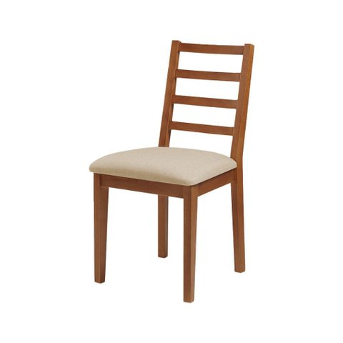 Cadeira de Jantar em Madeira Maciça Aline Estofado Linho Bege - Mel