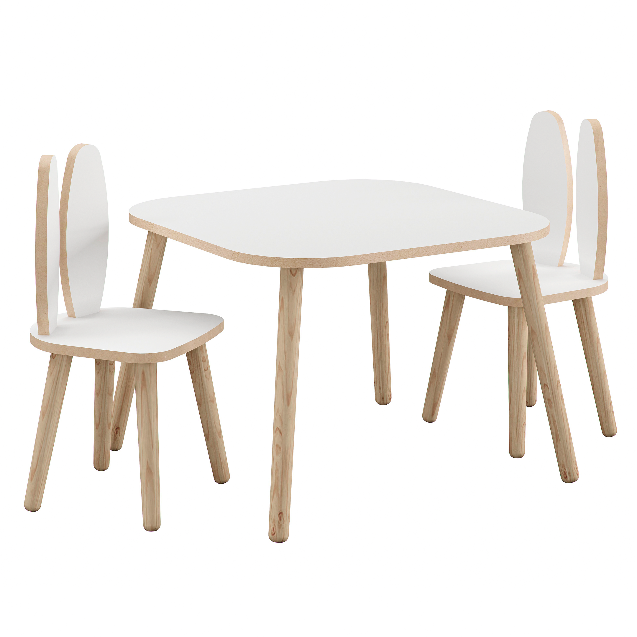 Conjunto Mesa Quadrada com Duas Cadeiras Coelho