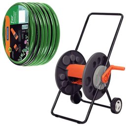 Kit Mangueira Flex para Jardim 30 Metros Mais Suporte Enrolador com Rodinhas Tramontina - 1
