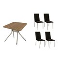 Ver imagem 1 de Conjunto: Mesa de Cozinha Loire C/ Tampo de Madeira 90cm + 4 Cadeiras Amsterdã Niquel/preto -