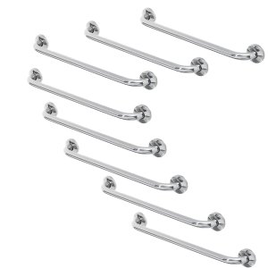 Barra Alça Apoio 50cm Aço Inox Kit 8 Uni Idoso Gestante Cadeirante Acessibilidade Box Banheiro Escad