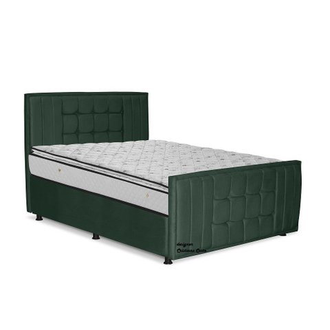 Cama com Cabeceira Casal Estofada Uvaia 140cm Suede: Verde