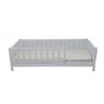 Cama Solteirão Base Montessoriana Madeira Maciça Pinus - Branco - Grade Vertical Completa - 1