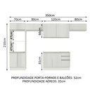 Ver imagem 4 de Armário de Cozinha Completa 100% Mdf 350cm Frentes Branco Brilho Acordes Madesa Xa01