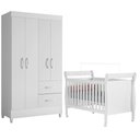 Ver imagem 1 de Berço Americano Slim com Guarda Roupa Mobi Branco Flex - Móveis Albatroz