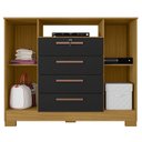Ver imagem 3 de Cômoda Madri 4 Gavetas 2 Portas Carvalho Americano Preto - Incorplac