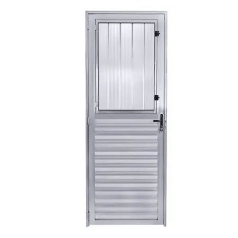 Porta Postigo Alumínio Brilhante 210x80 L.25 Vidro Mini Boreal Lado Direito