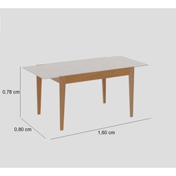 Mesa de Jantar Extensível 1.20 a 1.60 Pés Madeira Flip:mel/off White - 4