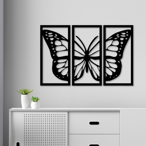 Conjunto 3 Quadros de Parede Borboleta em MDF
