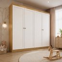 Ver imagem 1 de Guarda-Roupa Infantil Americano 4 Portas Provençal em MDF e 2 Gavetas Alecrim Yescasa Branco/Savana